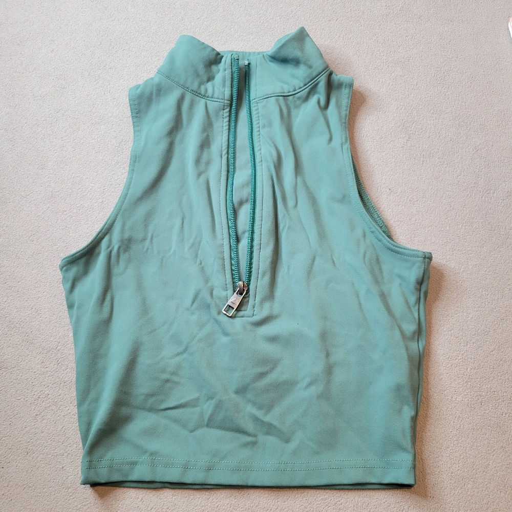 Teal Sleeveless Zip-Up Top